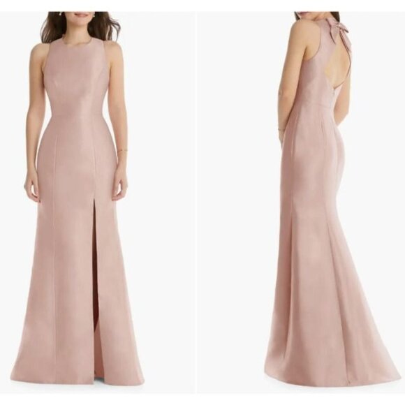 Alfred Sung Pink Formal Dress Fit & Flare Sleeveless Women Size 10 R Open Back - Picture 2 of 9